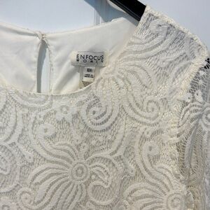 Enfocus Women Ivory Lace Dress Top